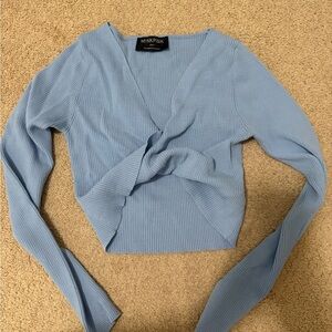 MINKPINK Women's Blue Wrap Top